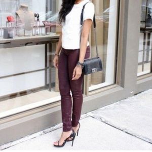 Articles of Society Sarah Release Hem Red Coated Mid Rise Ankle Crop Jeans 29